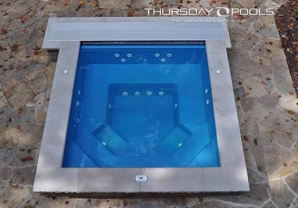 Square spa fiberglass model by Thursday Pools